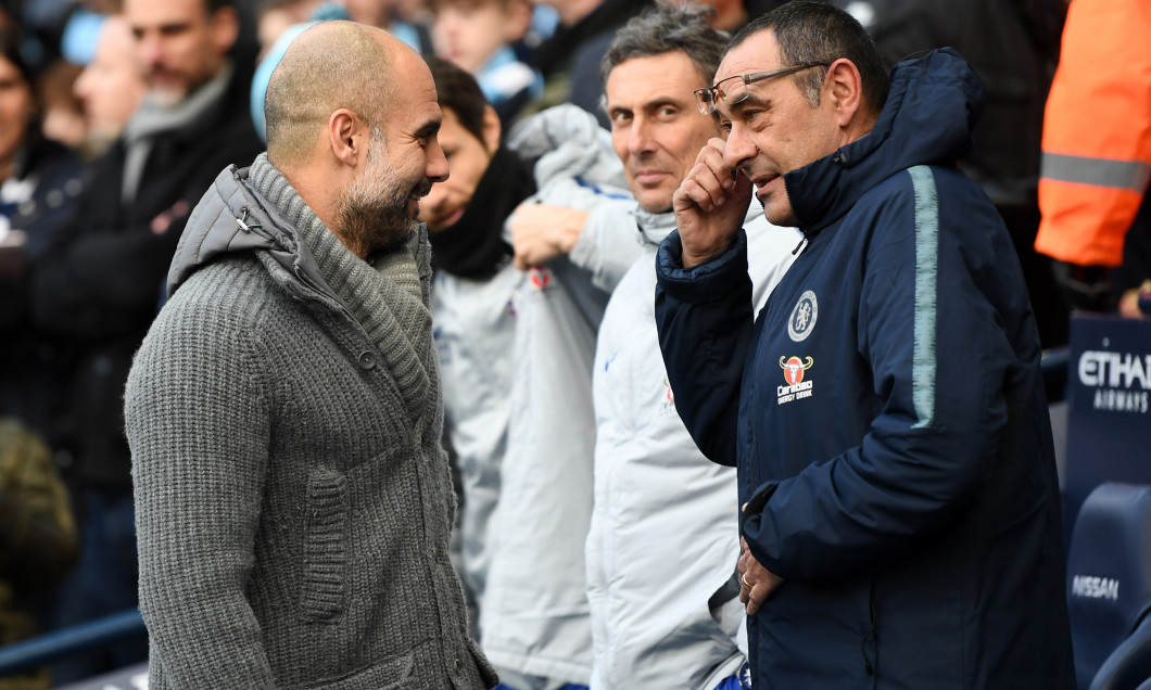 Maurizio Sarri și Josep Guardiola. Manchester City v Chelsea FC - Premier League