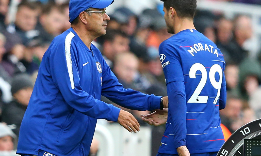 Maurizzio Sarri și Alvaro Morata