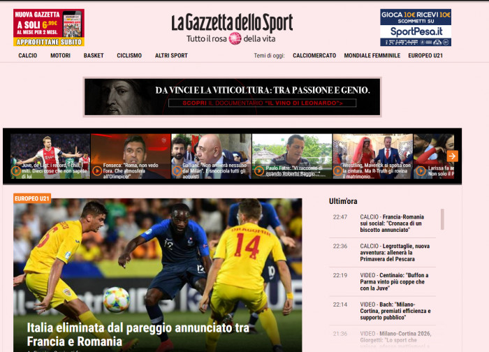 Euro 2019 |  L’Italia piange il suo destino!  Quello che ha scritto la Gazzetta Dello Sport dopo un “salone” paritario tra Romania e Francia