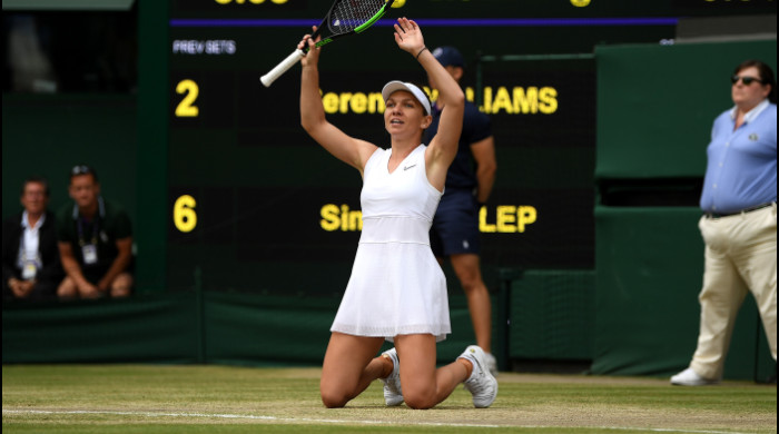 Simona Halep, în finala de contra Serenei Williams, în 2019, la Wimbledon / Foto: Profimedia