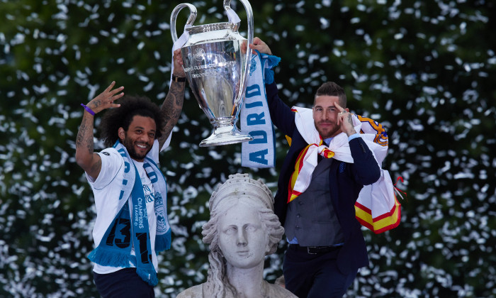 Real Madrid Celebrate After Victory In The Champions League Final Against Liverpool