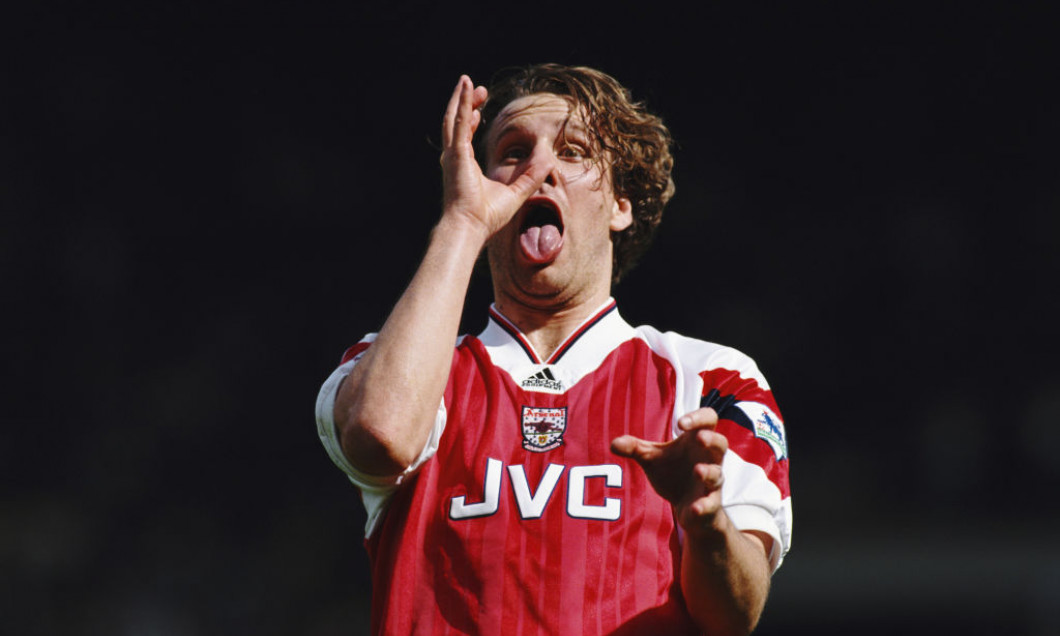 Paul Merson celebrates Arsenal v Tottenham Hotspur FA Cup Semi Final 1993