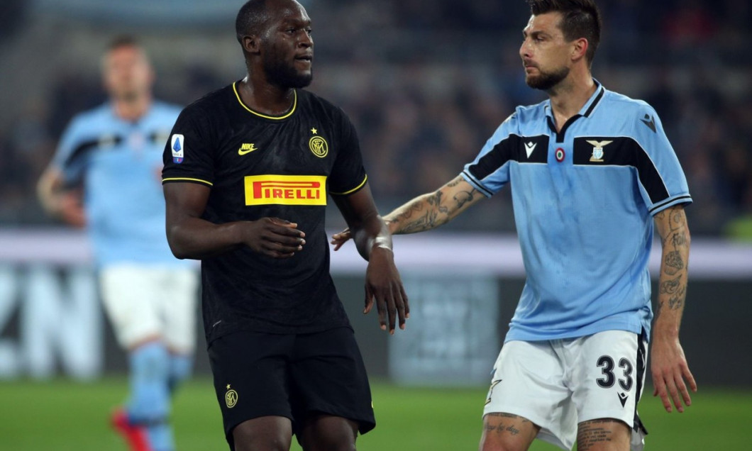 Rome, Italy. 17th Feb, 2020. Rome, Italy - 16.02.2020:R.Lukaku (F.c. Inter), Francesco Acerbi (LAZIO) in action during the Italian Serie A soccer match 24 between Ss Lazio vs FC Inter Milan, at Olympic Stadium in Rome. Credit: Independent Photo Agency/Ala