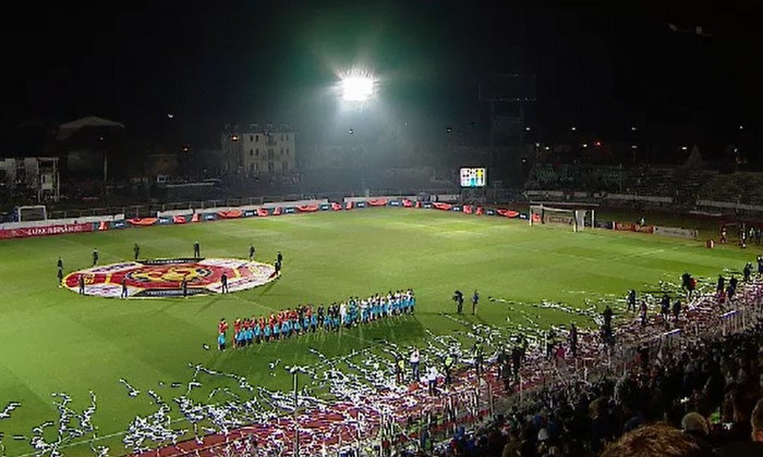 FOTO Barajul pentru liga 1 - Mesaje de încurajare pentru FC Hermannstadt în  centrul Sibiului