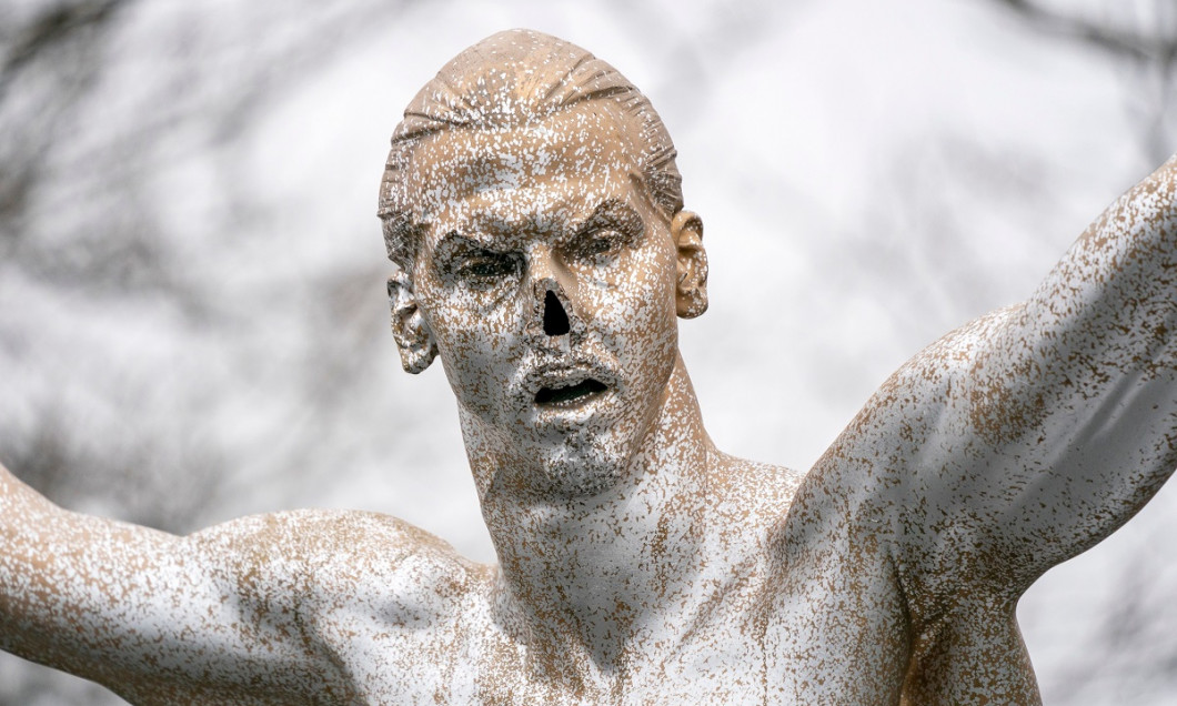 Zlatan Ibrahimovic statue has nose cut off by vandals, Malmo, Sweden - 22 Dec 2019