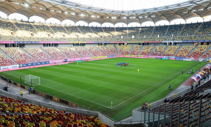 Bucharest, Romania - October 14, 2019: General view of National Arena Stadium during Romanian team official training before the Euro 2020 game with No