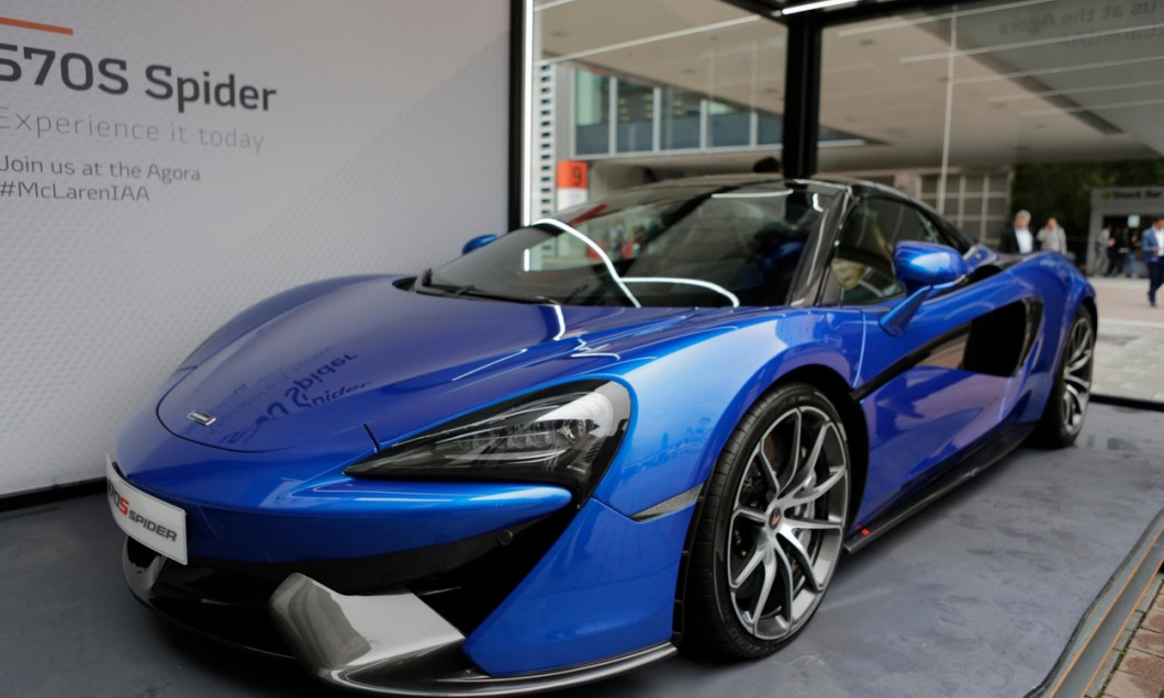 Frankfurt, Germany. 14th September 2017. The British car manufacturer McLaren Automotive presents the McLaren 570S Spider at the 67. IAA. The 67. Internationale Automobil-Ausstellung (IAA) opened in Frankfurt for trade visitors. It is with over 1000 exhib