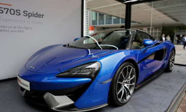 Frankfurt, Germany. 14th September 2017. The British car manufacturer McLaren Automotive presents the McLaren 570S Spider at the 67. IAA. The 67. Internationale Automobil-Ausstellung (IAA) opened in Frankfurt for trade visitors. It is with over 1000 exhib
