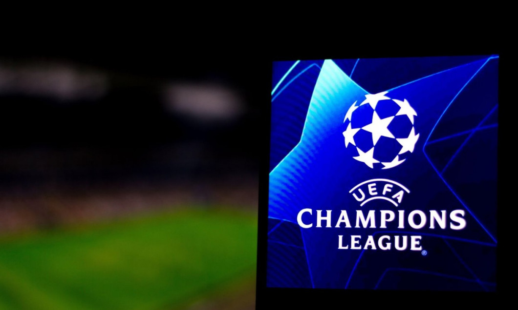 In this photo illustration a UEFA Champions League logo seen displayed on a smartphone.