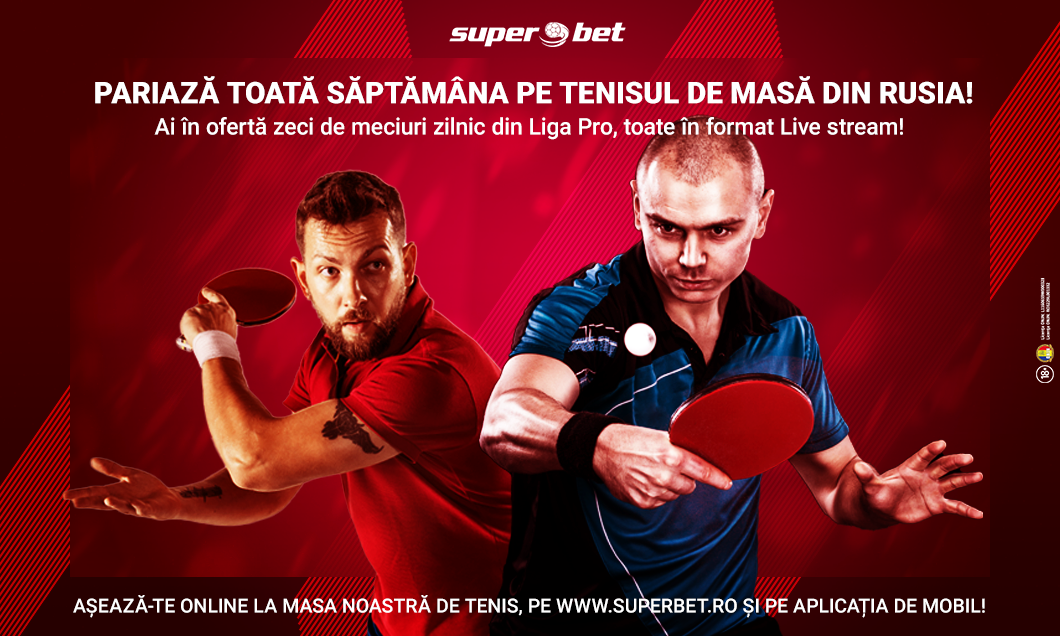 (P) Rușii fac spectacol la masa de tenis. Pariază online pe Liga Pro și prinde SuperBilete toată săptămâna!