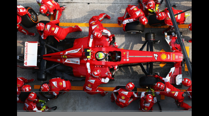 KUALA LUMPUR, MALAYSIA - MARCH 24:  Felipe Massa of Brazil and Ferrari stops for a pitstop during the Malaysian Formula One Grand Prix at the Sepang Circuit on March 24, 2013 in Kuala Lumpur, Malaysia.  (Photo by Paul Gilham/Getty Images)