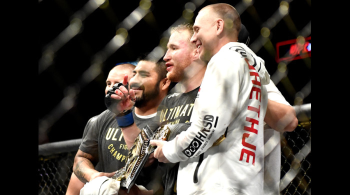 Primul mare eveniment desfășurat în timpul pandemiei: UFC 249. Justin Gaethje l-a învins pe Tony Ferguson în main event / Foto: Getty Images