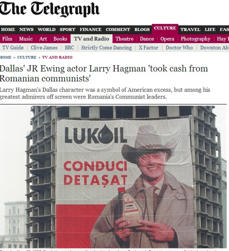 Larry Hagman, interpretul lui J.R, a primit o pungă cu bani de la Ceaușescu |telegraph.co.uk