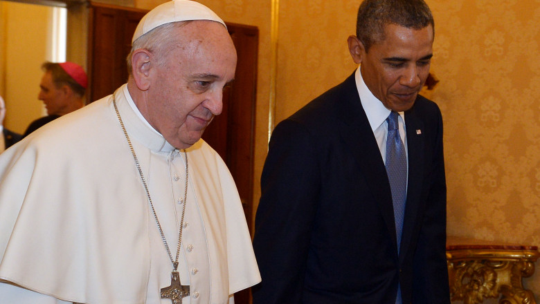 Papa Francisc si Barack Obama la Vatican-AFP Mediafax Foto-GABRIEL BOUYS