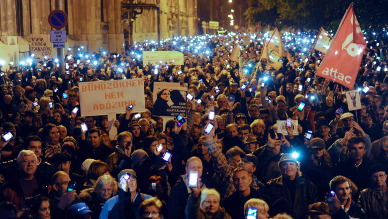 Protest Budapesta taxa internet 26 octombrie 2014 Ungaria-AFP Mediafax Foto-ATTILA KISBENEDEK