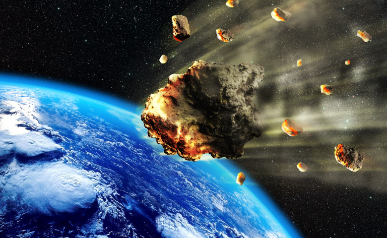 3d,Rendering,Of,A,Swarm,Of,Meteorites,Or,Asteroids,Entering