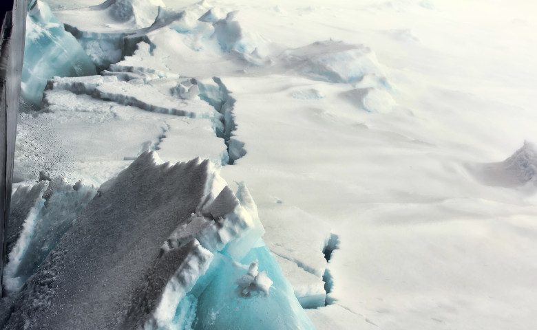 A,Nuclear,Icebreaker,Breaks,Thick,Layered,Multi-year,Ice,On,Its