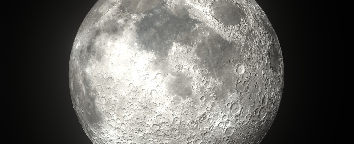 Earth's,Moon,Glowing,On,Black,Background