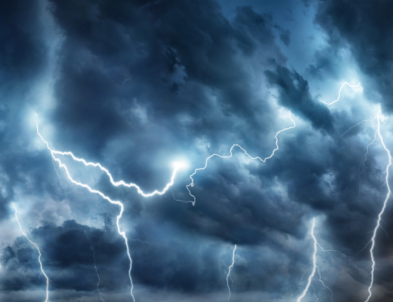 Lightning,Thunderstorm,Flash,Over,The,Night,Sky.,Concept,On,Topic