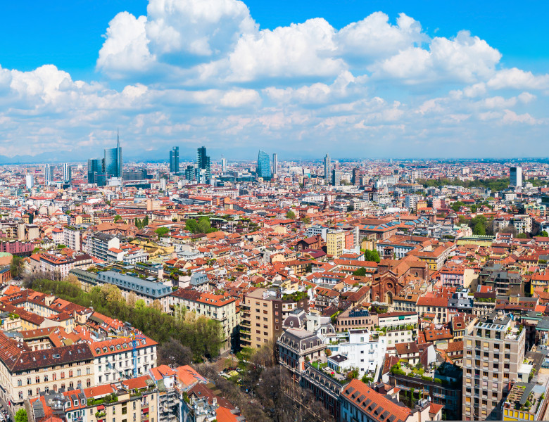 Milan,Aerial,Panoramic,View.,Milan,Is,A,Capital,Of,Lombardy