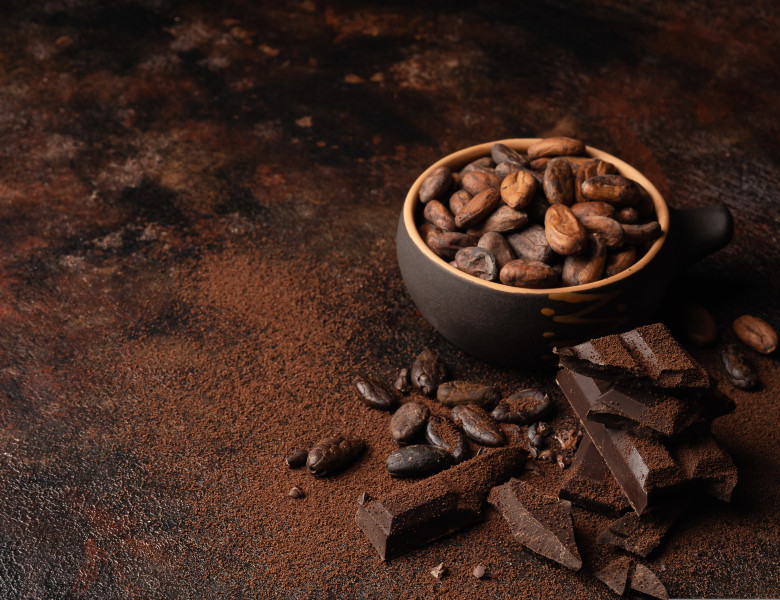 Chocolate,And,Cacao,Concept.,Cocoa,Powder,In,Bowl,Near,Cocoa