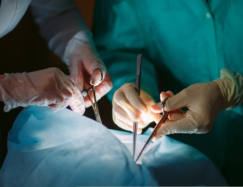 Hands,Close-up,Of,Surgeons,Holding,Medical,Instruments.,The,Surgeon,Makes