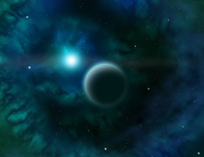 Space,Art,N°3,Gas,Giant,Exoplanet,In,A,Green,Blue