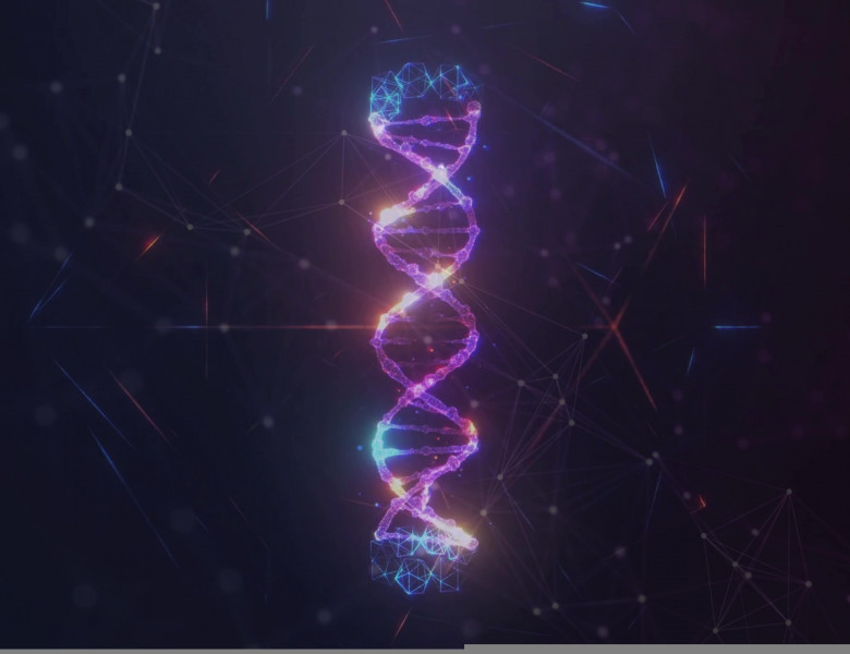 Abstract,Animated,Structure,Of,A,Dna,Molecule,From,Particles.,Concept