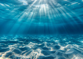 Underwater,,Sunlight,,Ocean,,Clear,Water,,Sun,Rays,,Caustics,,Sea,Bed,