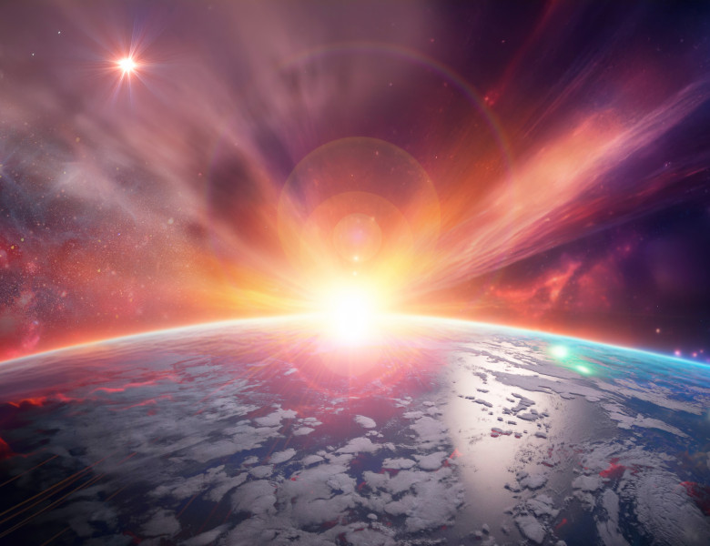 Bright,Fantasy,Sunrise,Of,The,Sun,Over,Planet,Earth,Elements