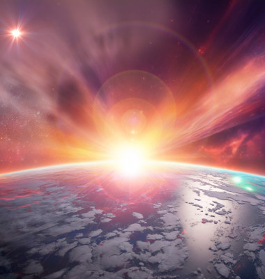 Bright,Fantasy,Sunrise,Of,The,Sun,Over,Planet,Earth,Elements