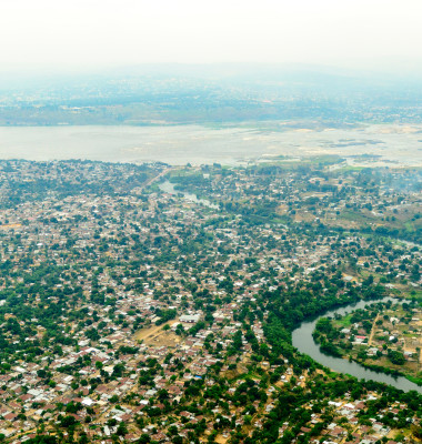 Aerial,Vide,Of,Brazzaville,With,The,Congo,River,And,Kinshasa,