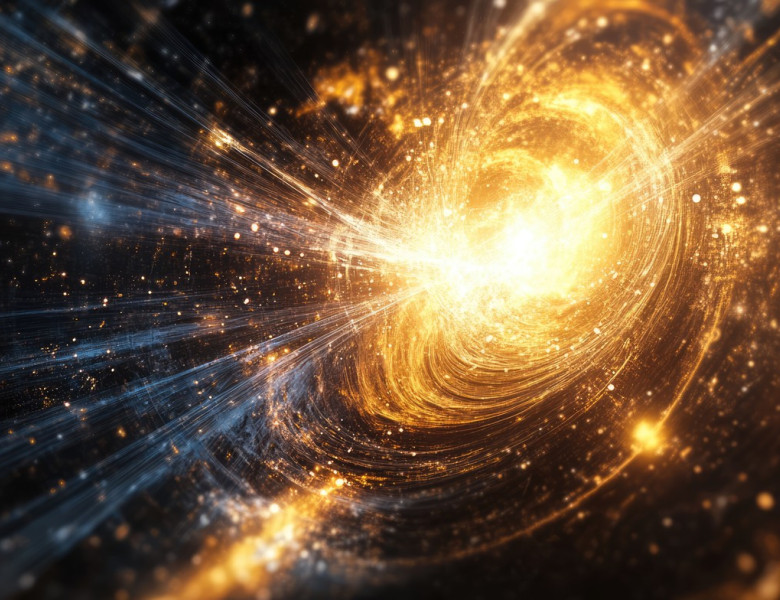 Big bang explosion concept. Creation of Universe, colourful nebulae, galaxies and stars. Scientific idea of deep space