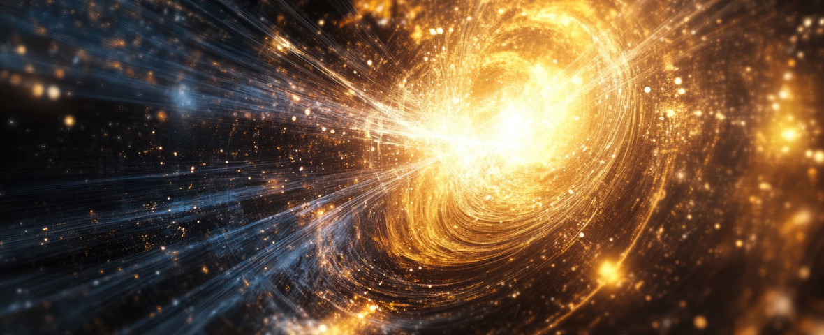 Big bang explosion concept. Creation of Universe, colourful nebulae, galaxies and stars. Scientific idea of deep space