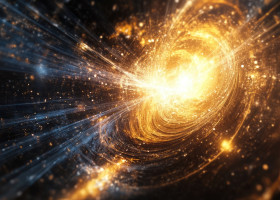 Big bang explosion concept. Creation of Universe, colourful nebulae, galaxies and stars. Scientific idea of deep space