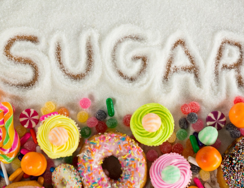Sugar written on sugar powder