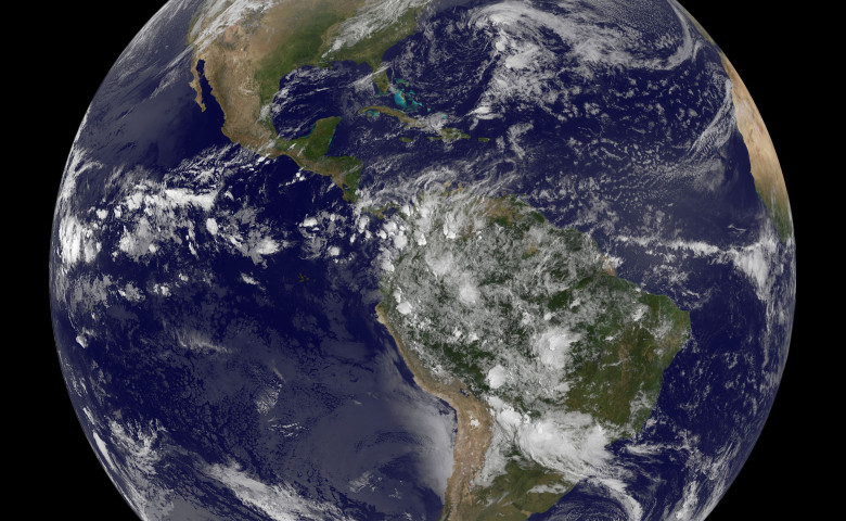 The planet Earth is seen in a photo taken by NOAA's GOES-East satellite on Earth Day