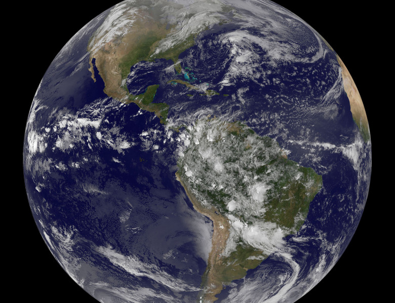 The planet Earth is seen in a photo taken by NOAA's GOES-East satellite on Earth Day