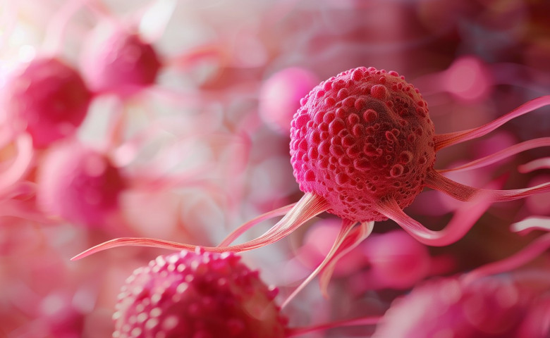 Blood cancer cell, leukemia disease, growing tumor, oncology, medicine and science