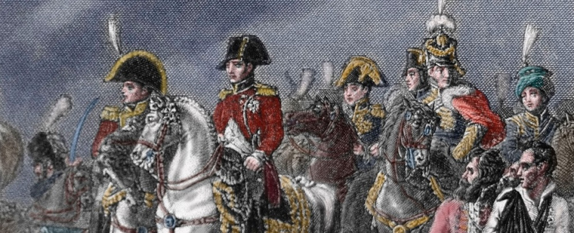 Napoleonic Wars. Part of the War of the Third Coalition. Battle of Austerlitz. December 2, 1805.  France against Russia and Austrian Empire. Engraving