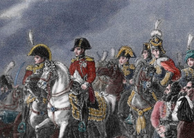 Napoleonic Wars. Part of the War of the Third Coalition. Battle of Austerlitz. December 2, 1805.  France against Russia and Austrian Empire. Engraving