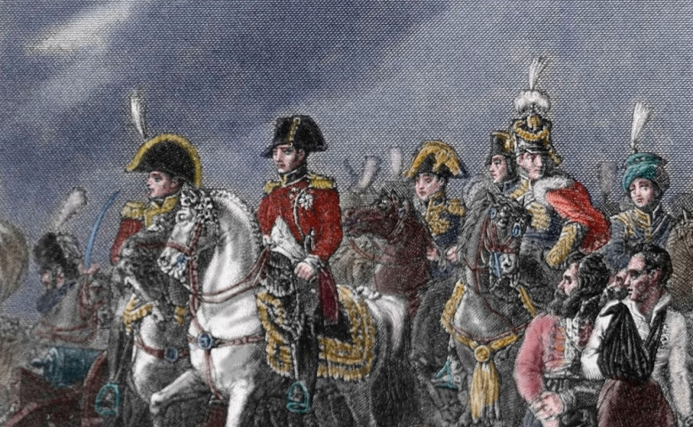 Napoleonic Wars. Part of the War of the Third Coalition. Battle of Austerlitz. December 2, 1805.  France against Russia and Austrian Empire. Engraving