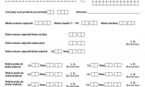 Fisa de inscriere liceu