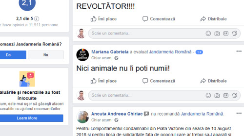 Recenzii negative pentru Jandarmerie