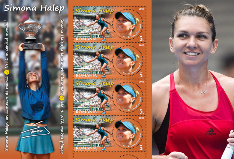 Simona Halep pe timbru Romfilatelia