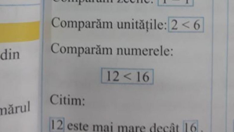 Greșeli în manualul de mate, clasa I