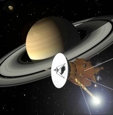 Sonda Cassini lângă planeta Saturn
