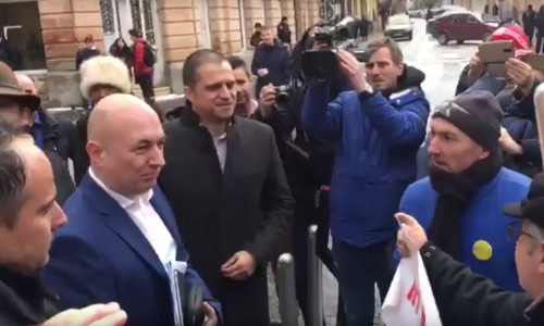 Protest la Sibiu cu Codrin Ștefănescu