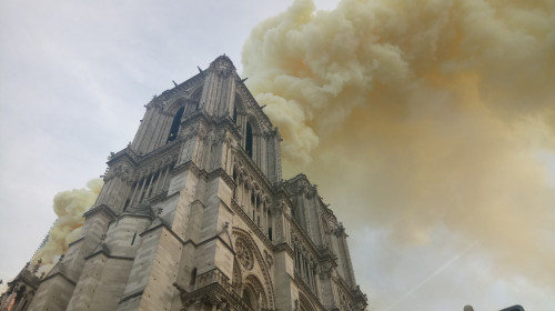 Catedrala Notre Dame în flăcări