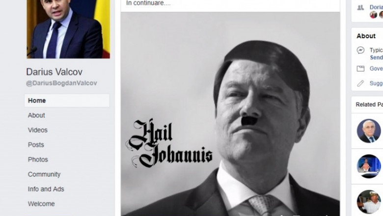 Iohannis ca Hitler în postarea lui Vâlcov